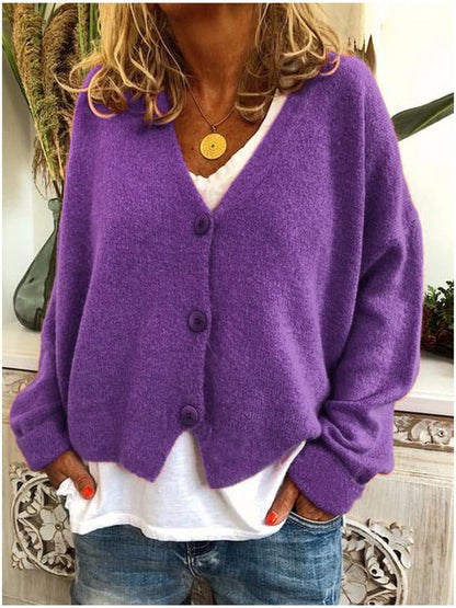 Aria | Cardigan da donna in maglia con scollo a V, abbottonatura frontale e vestibilità comoda