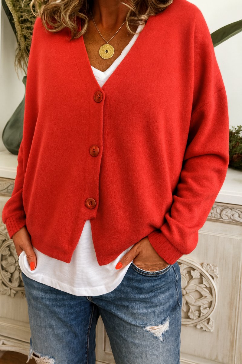 Aria | Cardigan da donna in maglia con scollo a V, abbottonatura frontale e vestibilità comoda