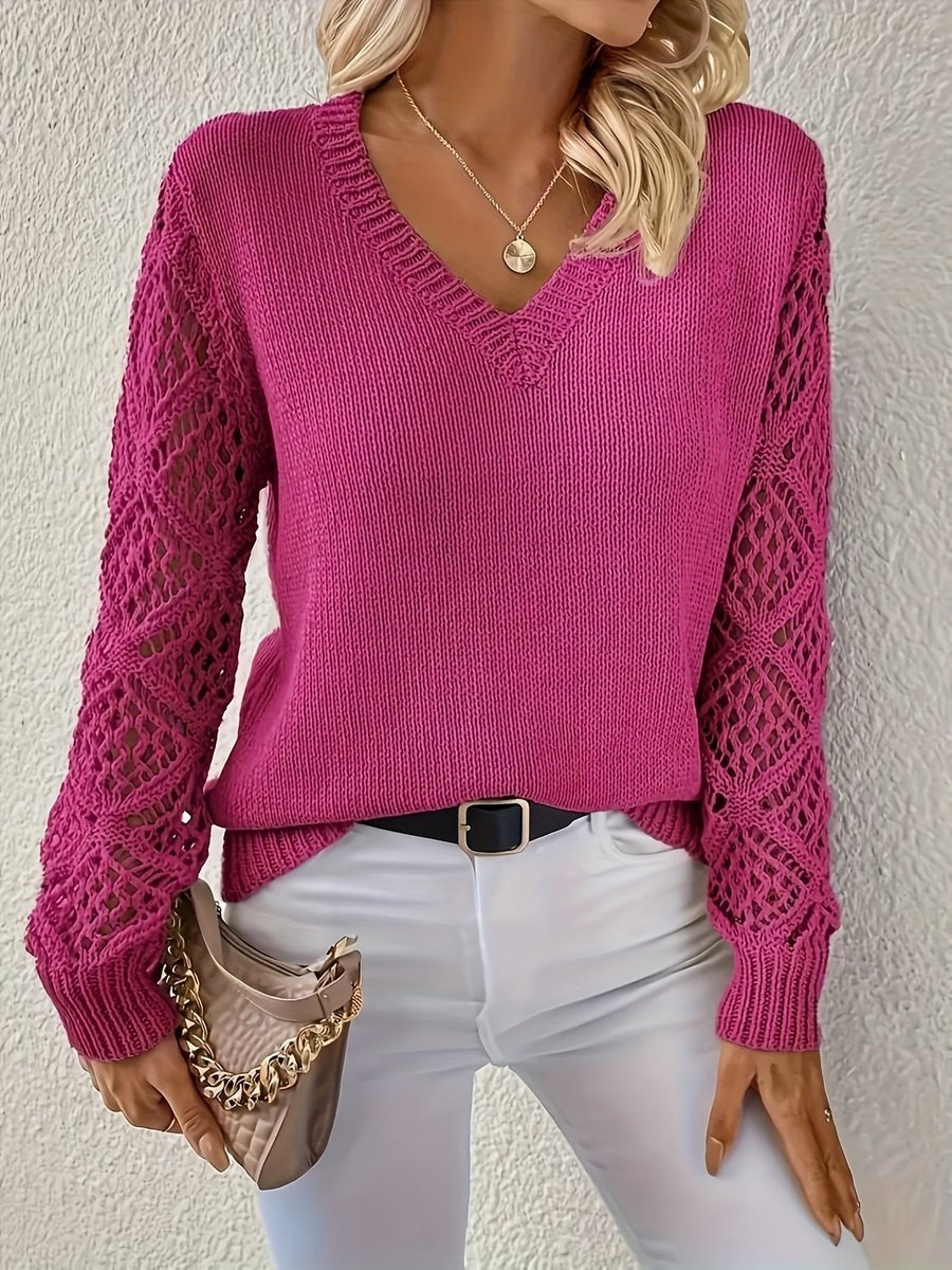 Amelia | Maglione da donna in maglia con scollo a V e maniche a buco