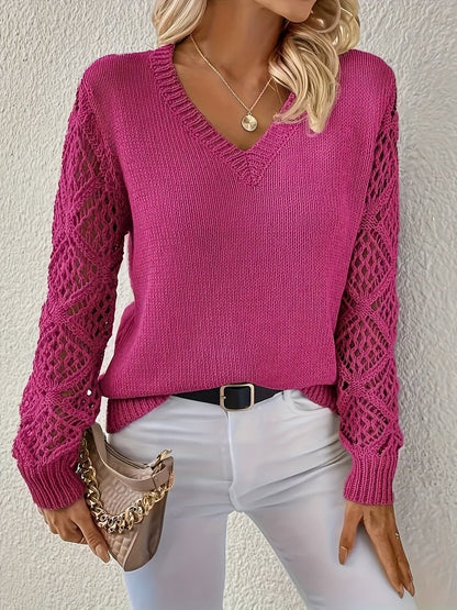 Amelia | Maglione da donna in maglia con scollo a V e maniche a buco