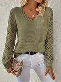 Amelia | Maglione da donna in maglia con scollo a V e maniche a buco
