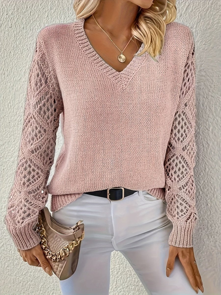 Amelia | Maglione da donna in maglia con scollo a V e maniche a buco